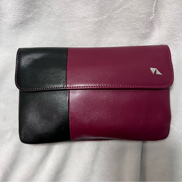 NWOT Genuine Leather Red and Black Crossbody/ Clutch Bag - Picture 7 of 7